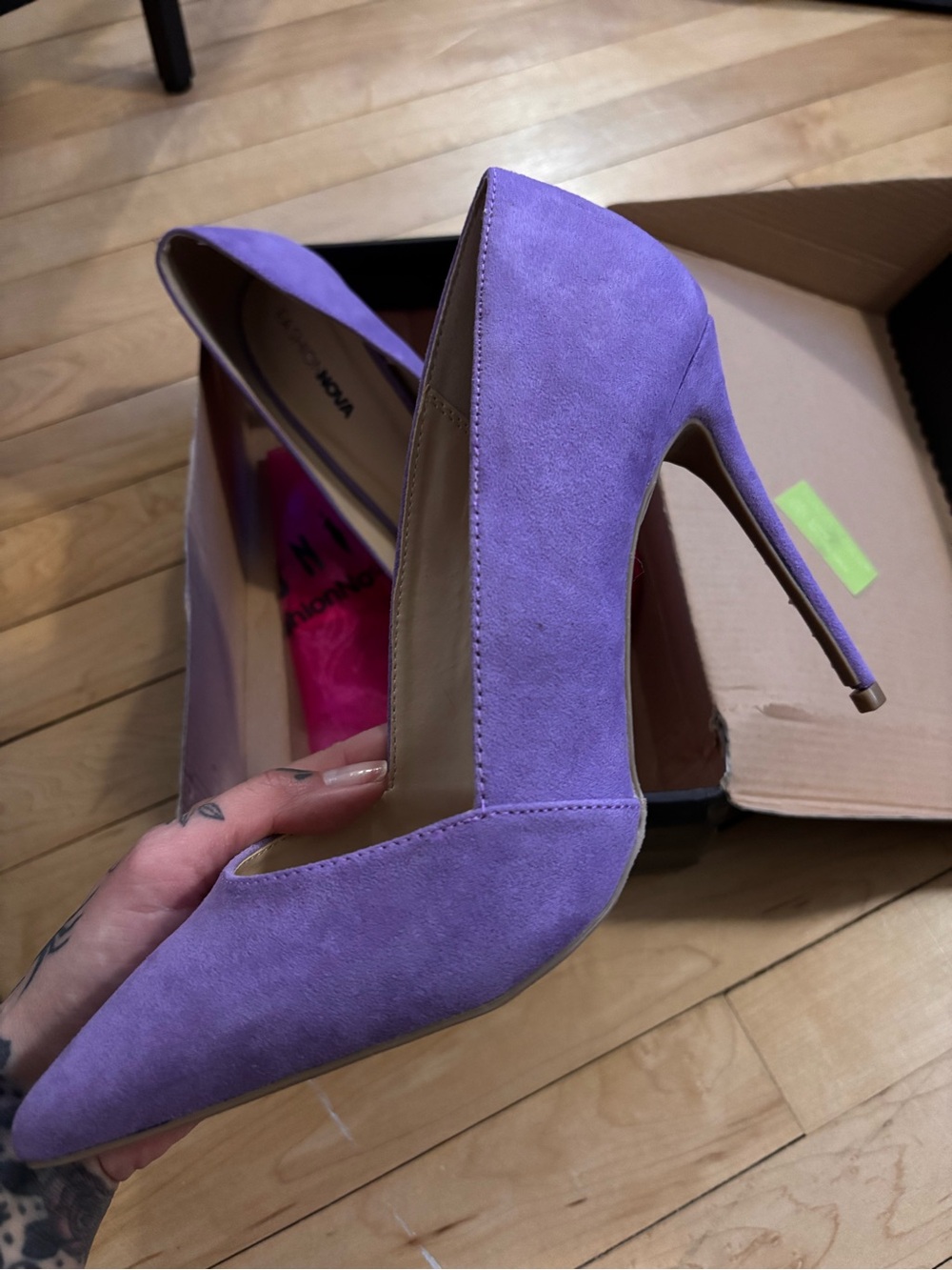 Fashion Nova Lavender Suede Pointed-Toe Stiletto Heels